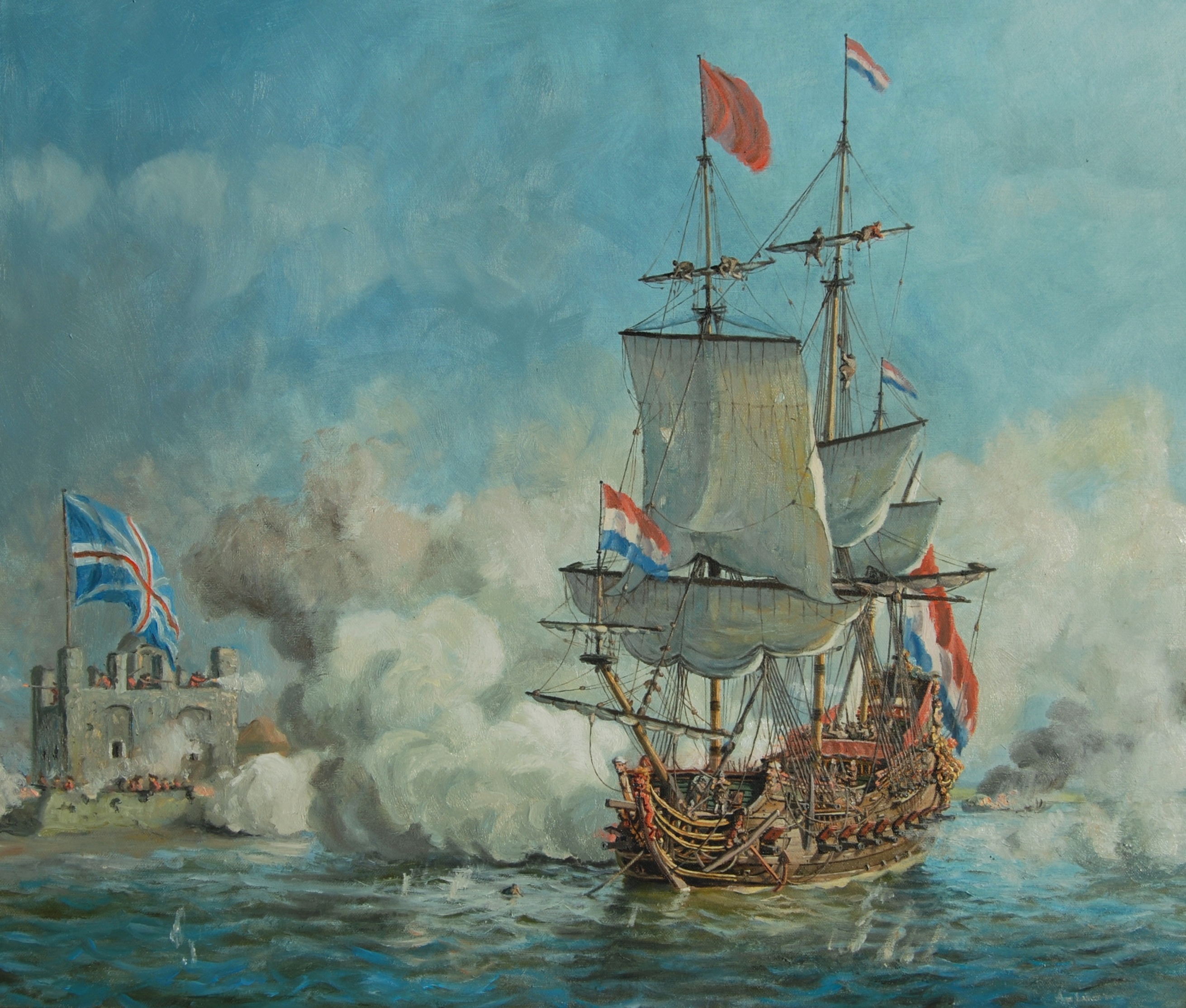 Dutch attacking the English during the Anglo-Dutch Wars