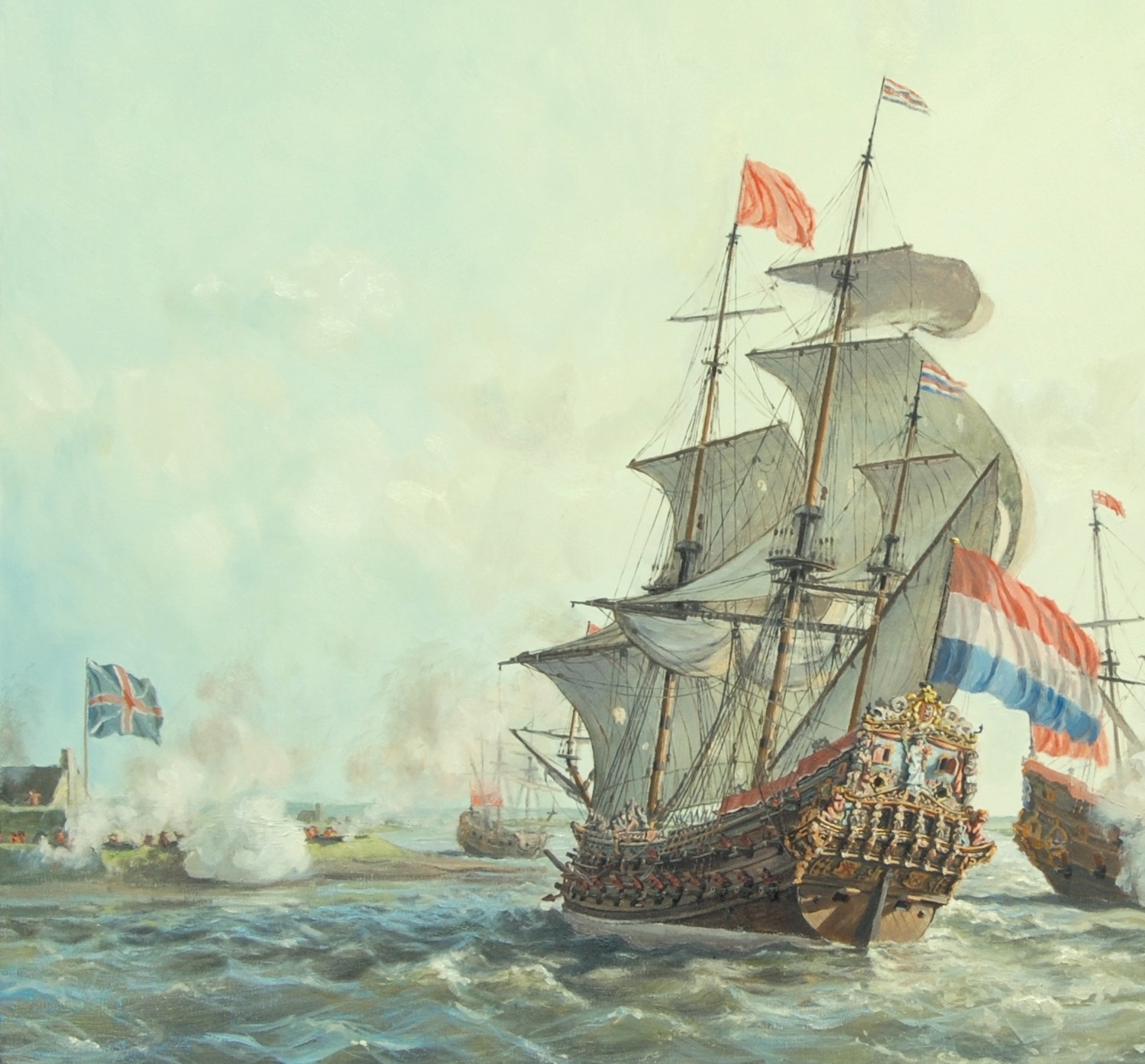 Dutch attacking the English during the Anglo-Dutch Wars